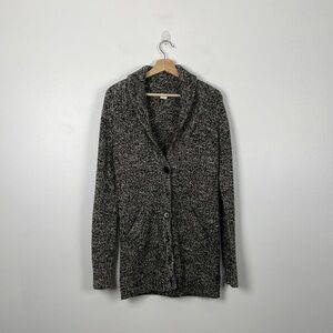 J. Crew cardigan sweater women Small wool blend black button down wide collar